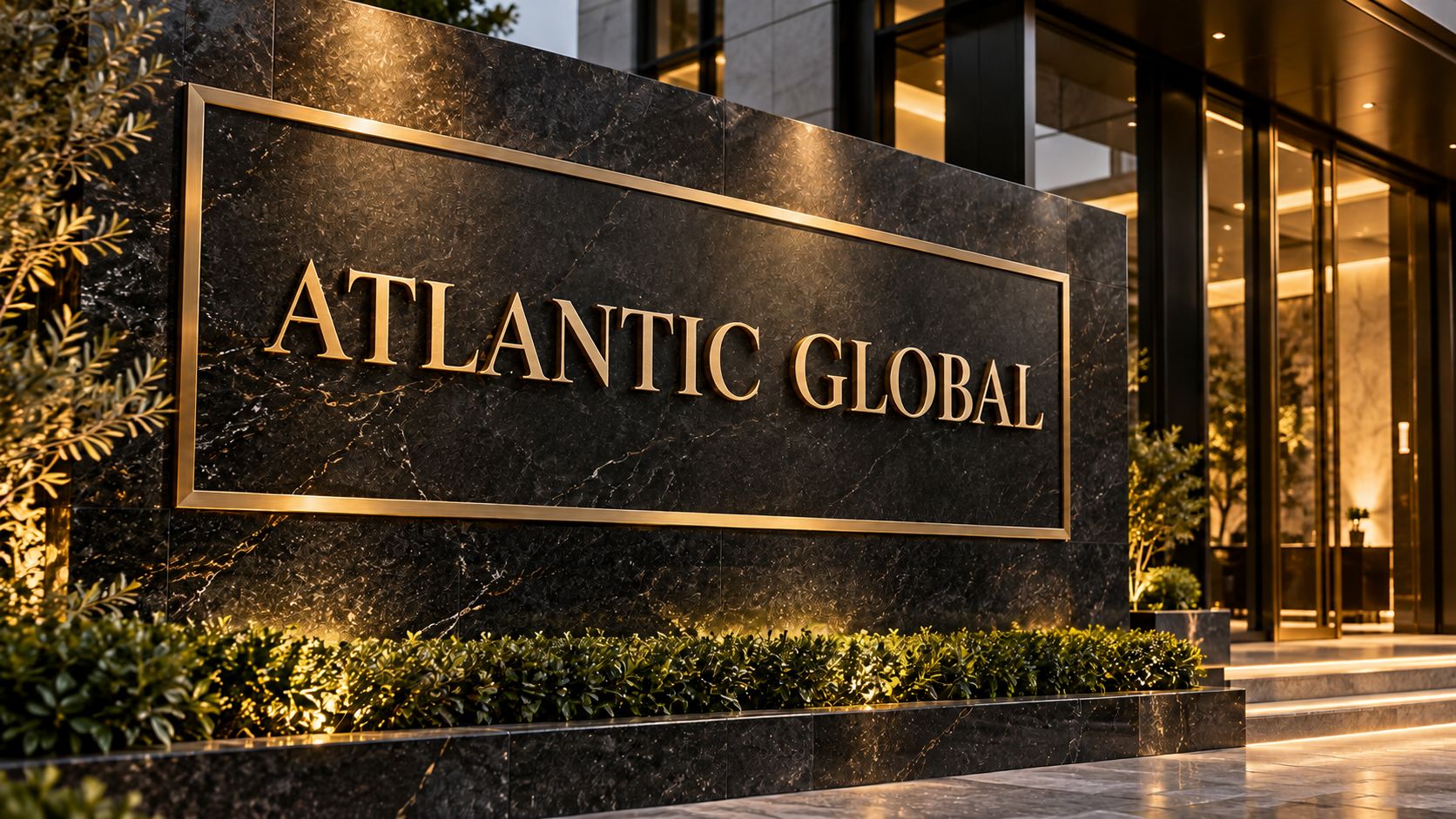 Biển hiệu Atlantic Global mạ vàng